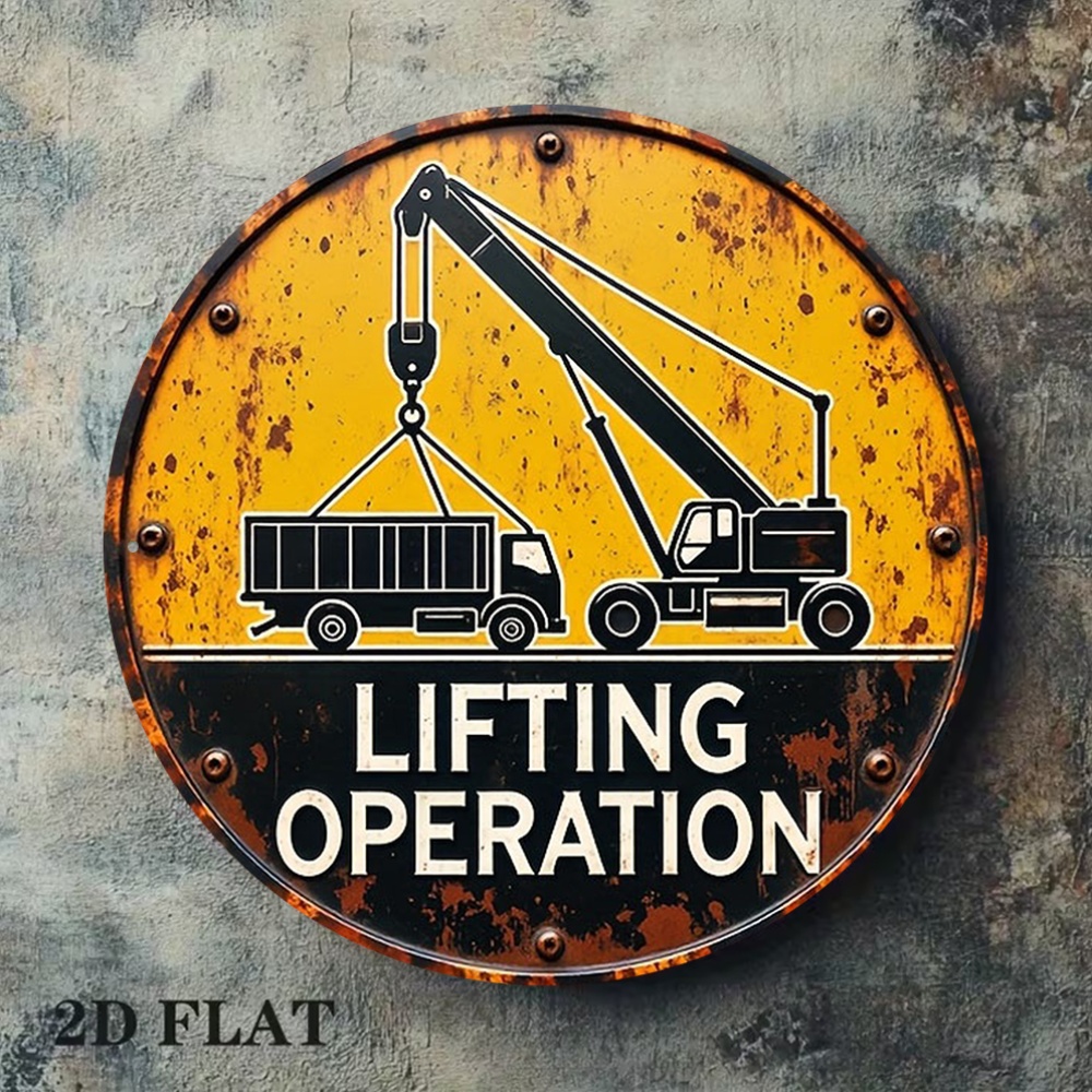 Heavy Equipment Sign - Placa de Metal 2D Redonda 20cm