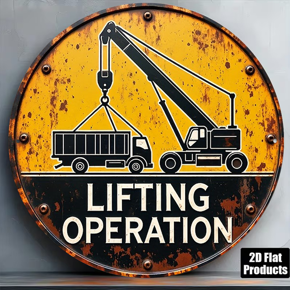 Placa de Metal 2D Redonda 20cm - Heavy Equipment Sign avaliação e preço