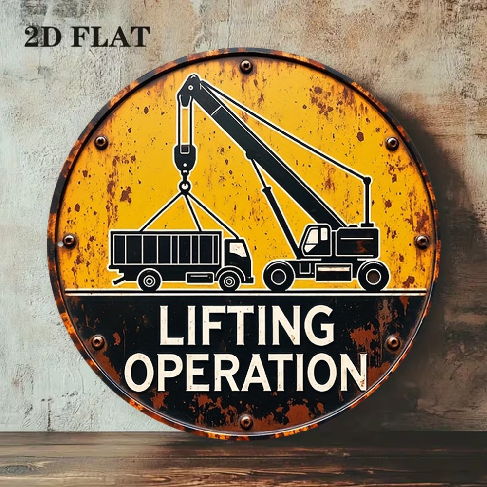 Placa de Metal 2D Redonda 20cm - Heavy Equipment Sign avaliação e preço