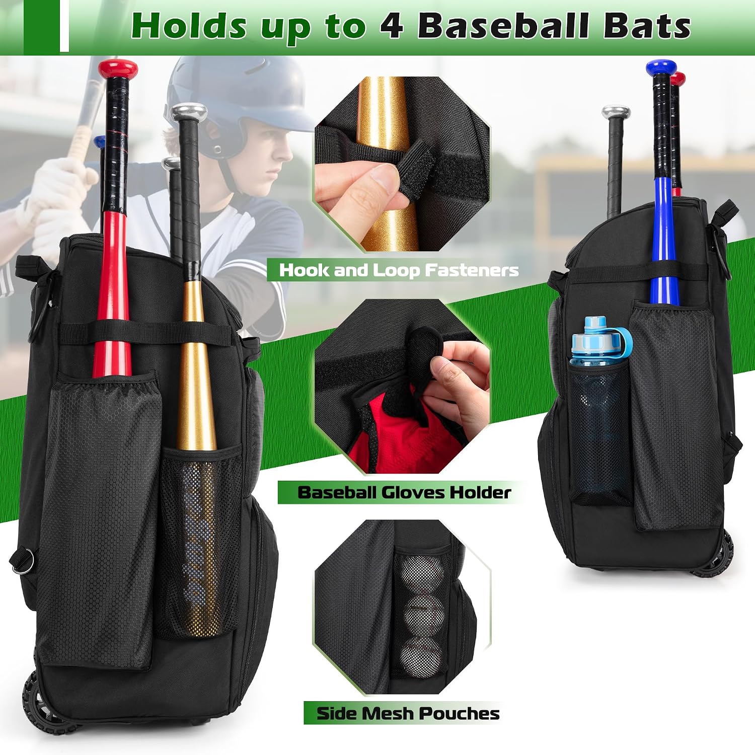 Mochila de beisebol com rodas, - Heavy Equipment Usa avaliação e preço
